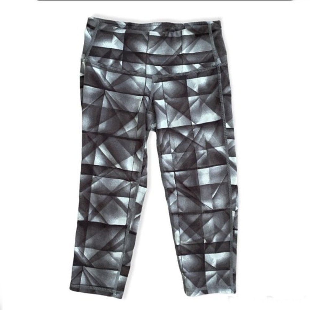 Athleta Gray Abstract Cropped‎ Tights Leggings Size XXS
